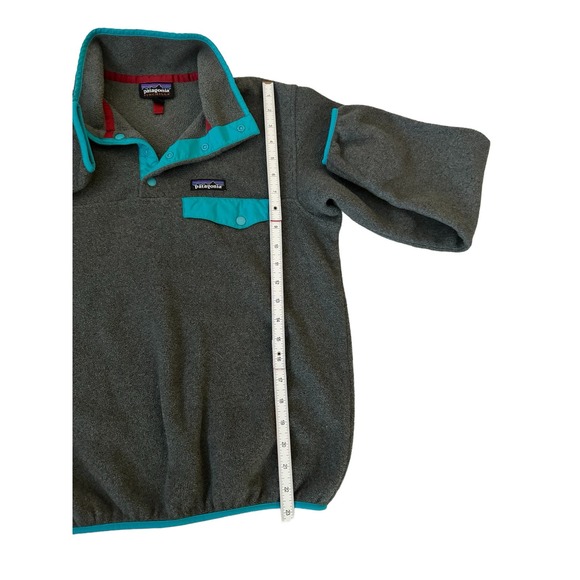 Patagonia Grey/Teal Synchilla Snap Tee Fleece Pullover Size S - Picture 6 of 7